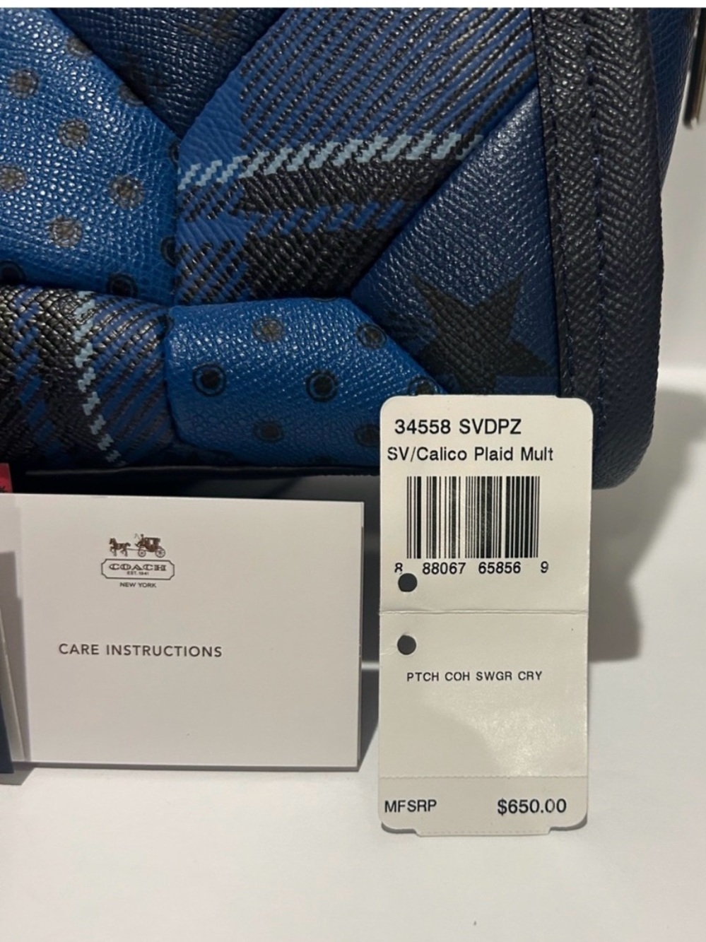 Coach RARE Swagger Carryall Patchwork Calico Plaid Multi Satchel Crossbody - NWT - Picture 2 of 12